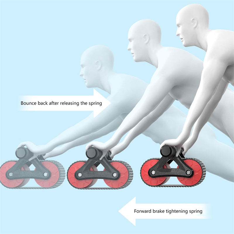 Automatic Rebound Ab Wheel Roller showing its spring mechanism in action for better core training and stability.