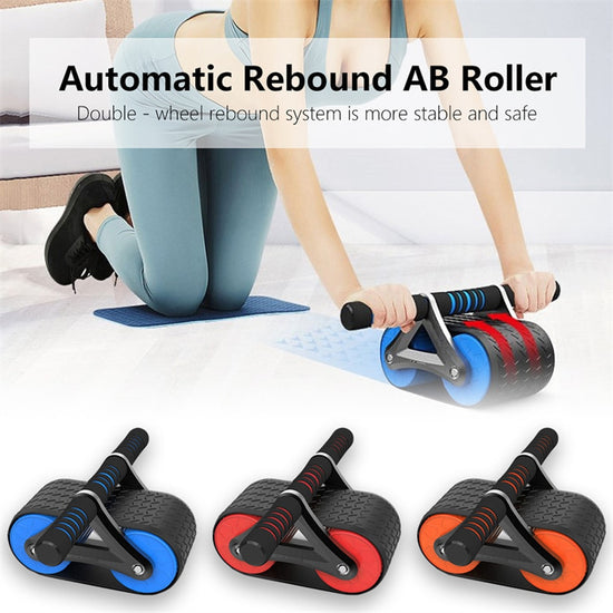 Automatic Rebound Ab Wheel Roller showcased with double-wheel system for core strengthening and stability.